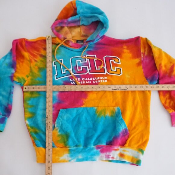 Vintage MV Sport Tie-Dye Hoodie Rainbow LCLC  Lutheran Y2K Streetwear Festival M - Picture 3 of 10